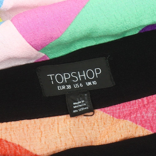 Topshop Women's Multicoloured Asymmetric Skirt Size 10