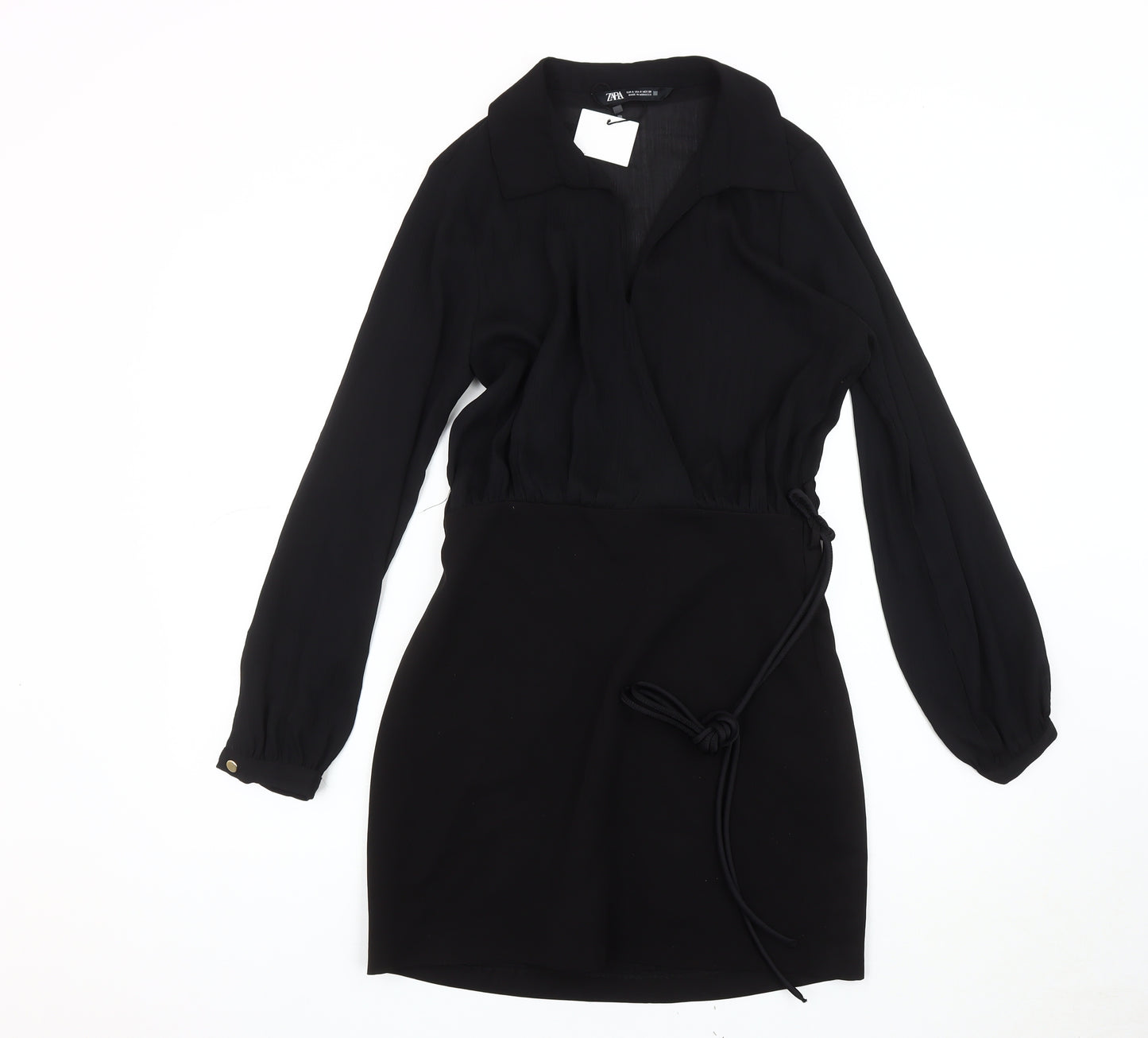 Zara Women's Black Wrap Dress, Size S, Casual/Workwear
