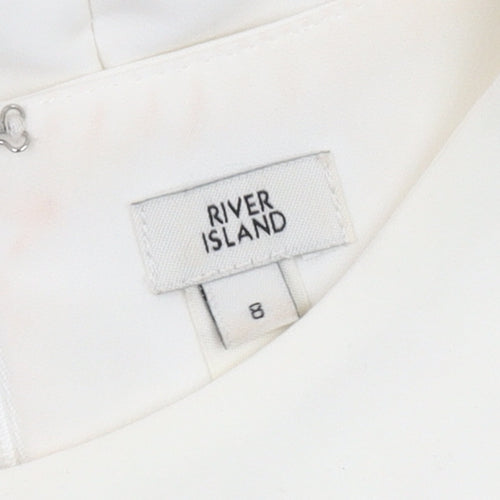 River Island Women Ivory Long Sleeve Dress Size 8