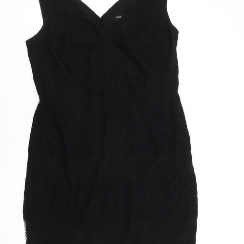 Next Women's Black Lace Sheath Dress Size 16 Party