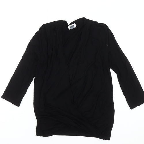 Old Navy Women's Black Wrap Top, Size S, Rayon, Long Sleeve