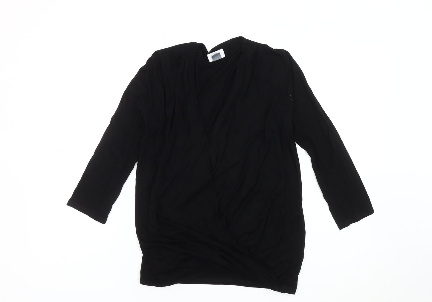 Old Navy Women's Black Wrap Top, Size S, Rayon, Long Sleeve