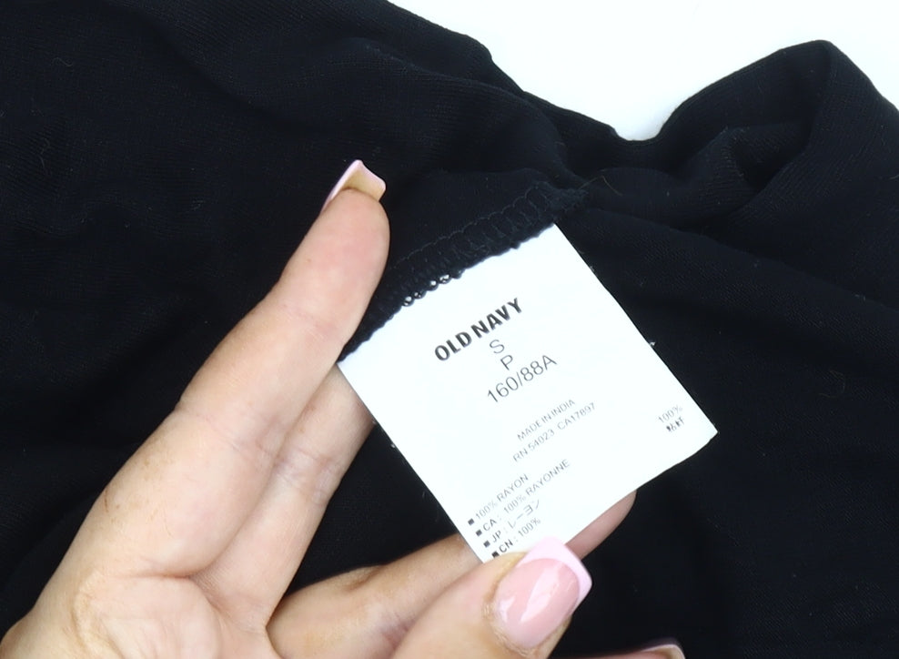 Old Navy Women's Black Wrap Top, Size S, Rayon, Long Sleeve