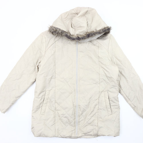 Anne De Lancay Women's Beige Hooded Coat M