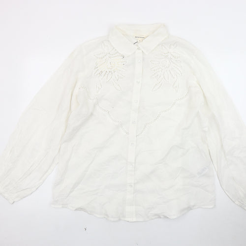 Monsoon Women's White L Embroidered Blouse