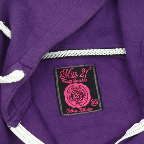 Miss 21 Women's Purple XS Basic Hooded Jacket