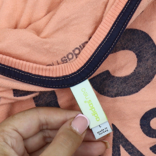 Adidas Women's Orange Logo Sweatshirt, Size L, Relaxed Fit