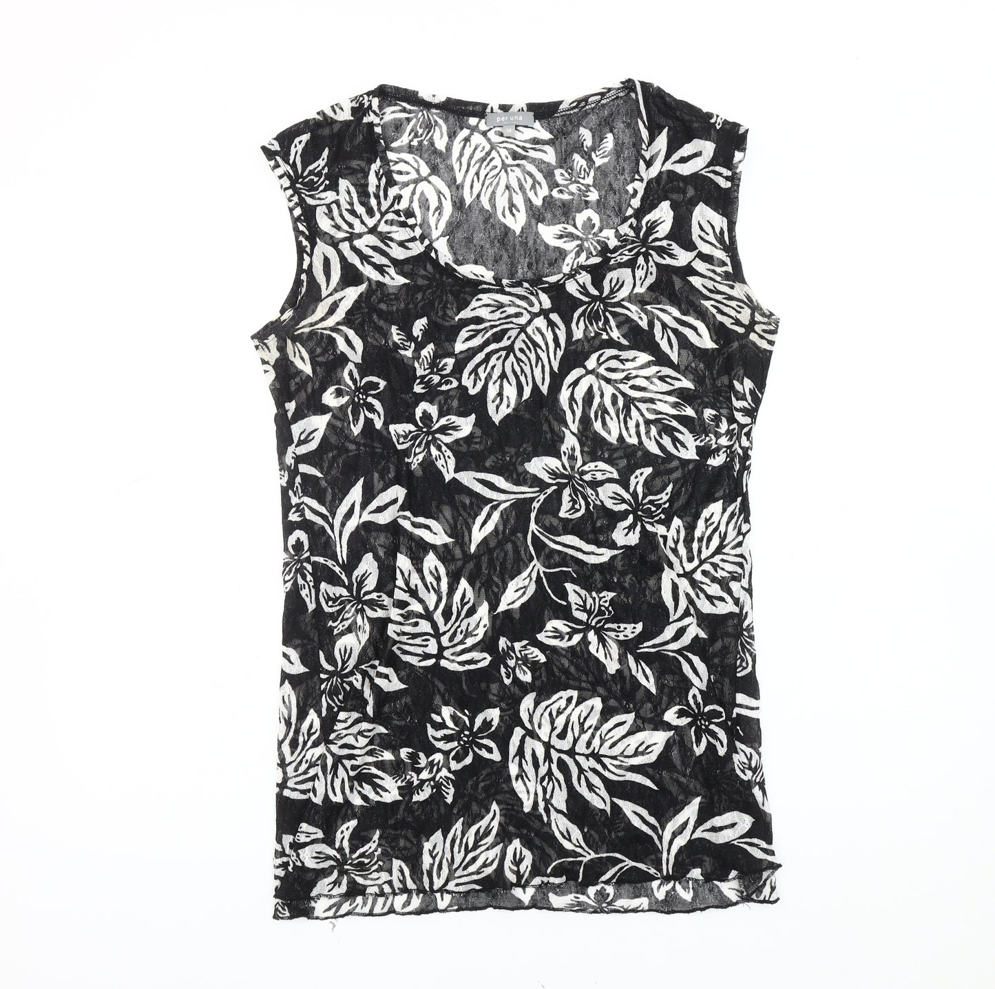 Per Una Women's Black Floral Tank Top - Size 14