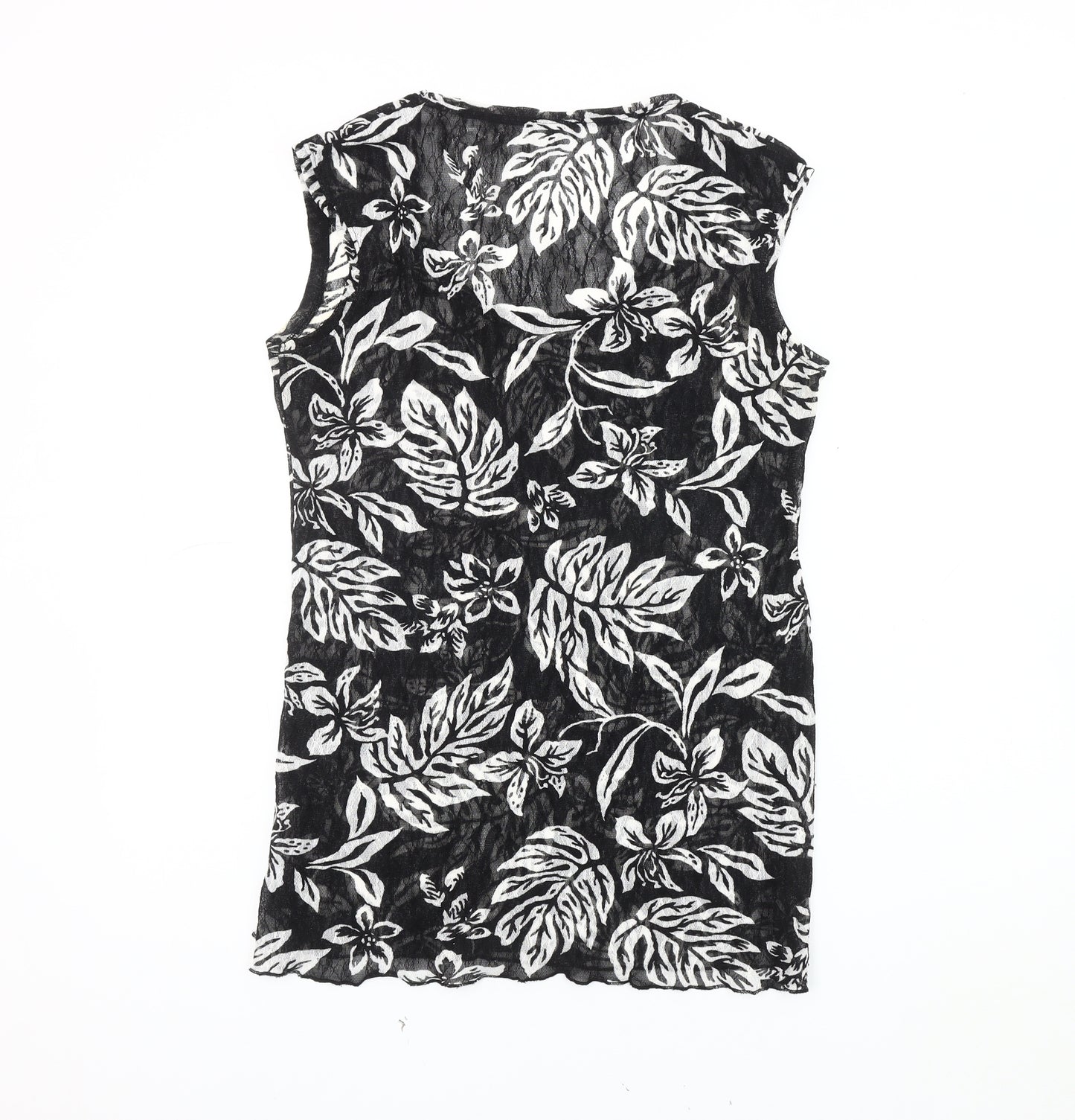 Per Una Women's Black Floral Tank Top - Size 14