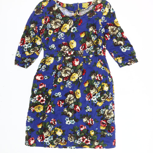 Joules Women's Blue Floral Knee-Length A-Line Dress