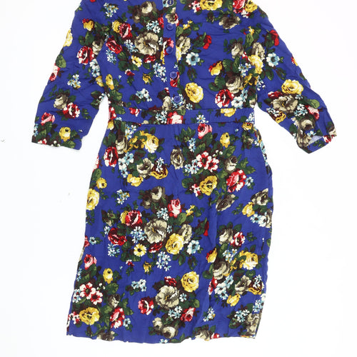 Joules Women's Blue Floral Knee-Length A-Line Dress