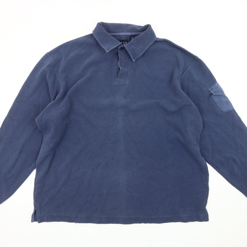 GAP Men's Blue Collared Pullover Sweatshirt L
