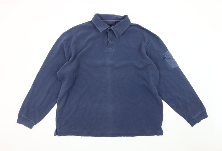 GAP Men's Blue Collared Pullover Sweatshirt L
