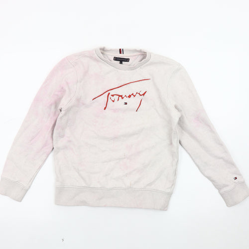 Tommy Hilfiger Girls Beige Embroidered Pullover Sweatshirt 152