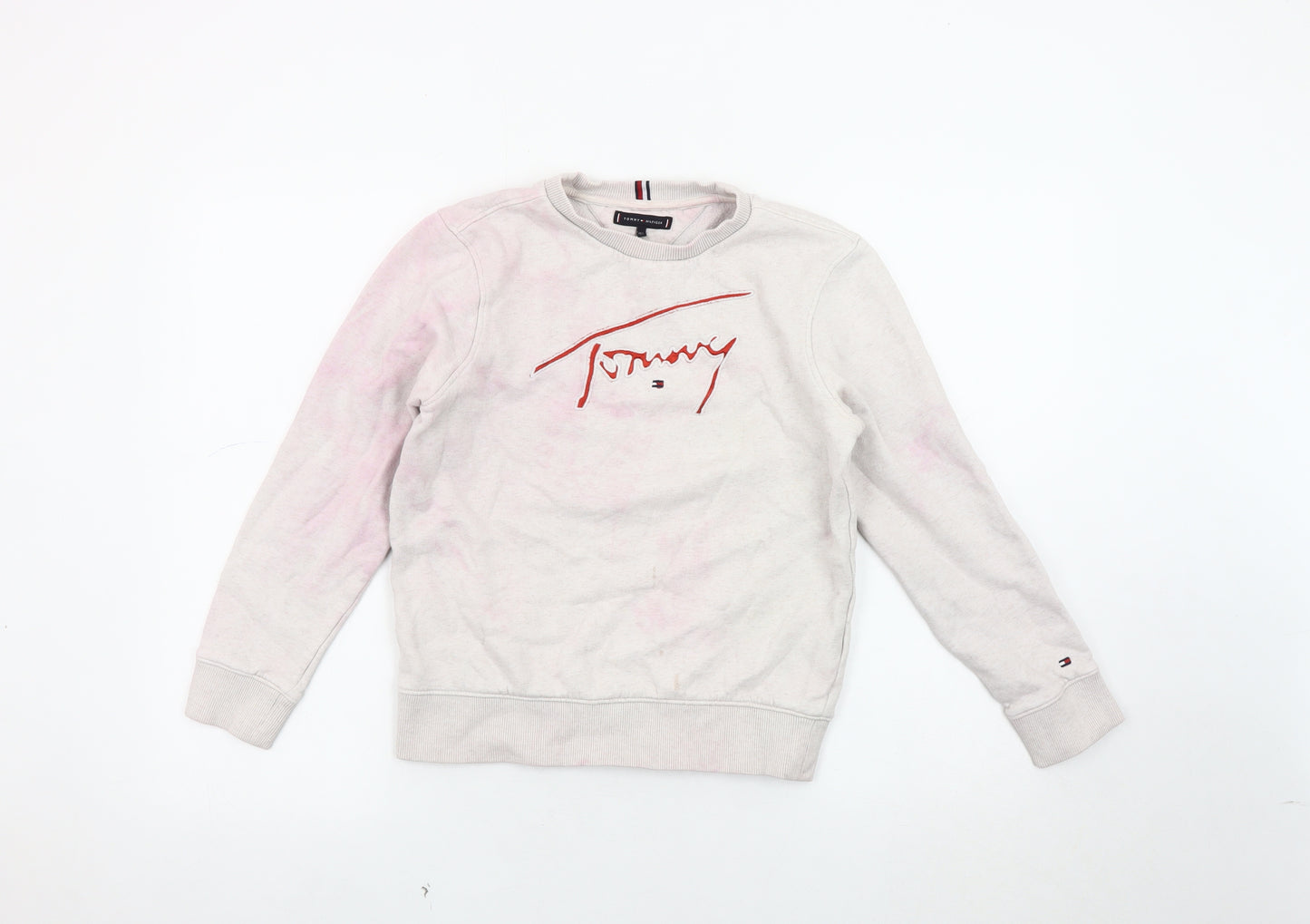 Tommy Hilfiger Girls Beige Embroidered Pullover Sweatshirt 152