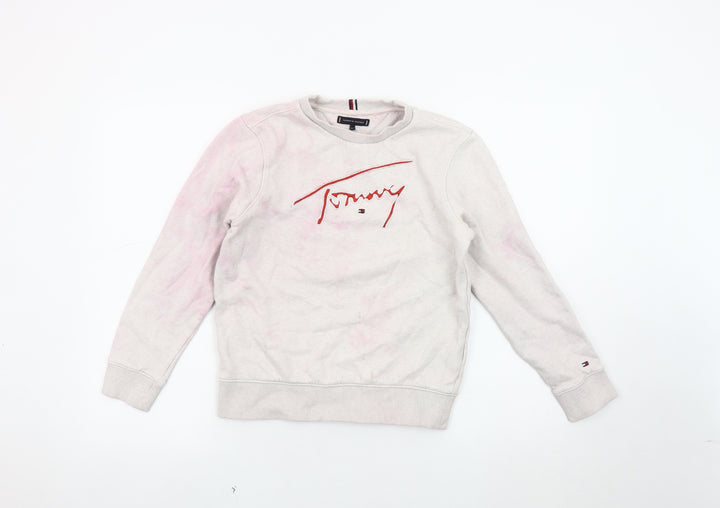 Tommy Hilfiger Girls Beige Embroidered Pullover Sweatshirt 152