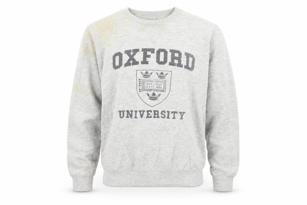 Front view of Oxford University Men’s Grey Pullover Sweatshirt XS
