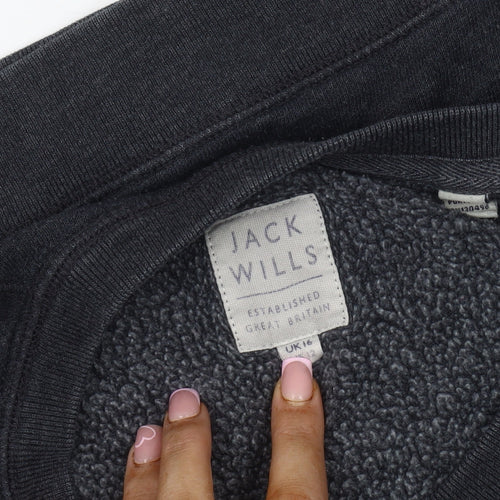 Jack Wills Women's Black Pullover Sweatshirt, Size 16