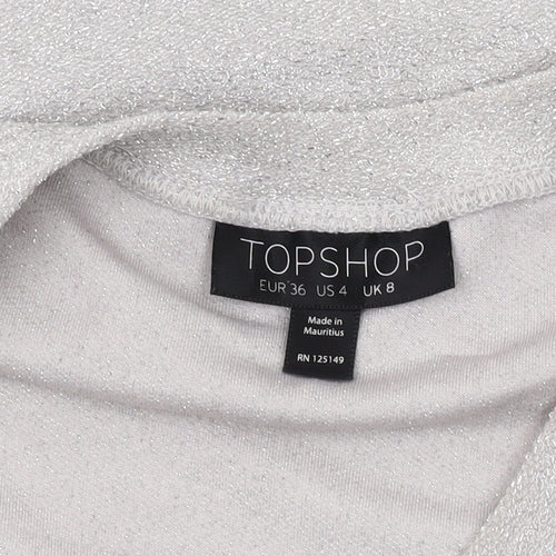 Topshop Women's Silver Sleeveless Tank Top, UK 8