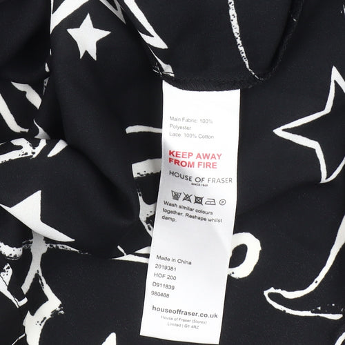 BIBA Women's Black Star Print High Neck Blouse, Size 10