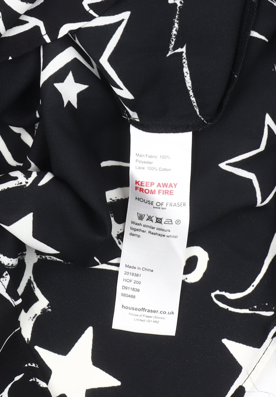 BIBA Women's Black Star Print High Neck Blouse, Size 10