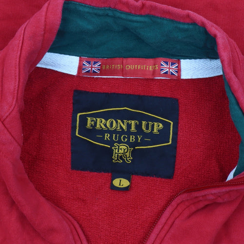 Front Up Men's Red Rugby Sweatshirt, Size L