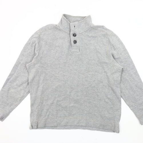 Boston Crew Men's Grey Henley Sweatshirt Size M