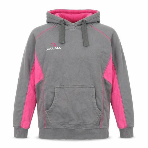Akuma Unisex Grey Pink Hoodie, Size L, Casual Style