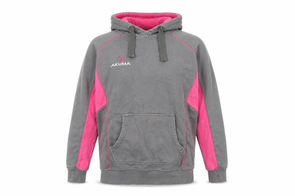 Akuma Unisex Grey Pink Hoodie, Size L, Casual Style