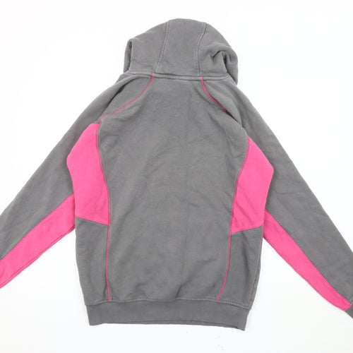 Akuma Unisex Grey Pink Hoodie, Size L, Casual Style