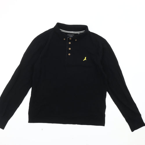 Brave Soul Men's Black Long Sleeve Polo Shirt S