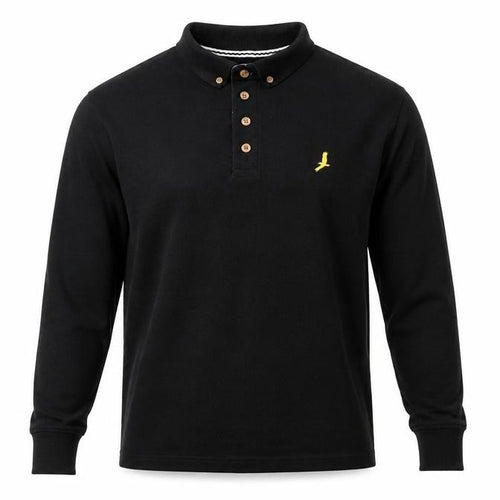 Brave Soul Men's Black Long Sleeve Polo Shirt S