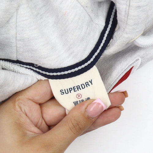 Superdry Men's Grey Pullover Hoodie - Small, Logo Accents