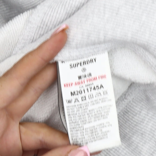 Superdry Men's Grey Pullover Hoodie - Small, Logo Accents