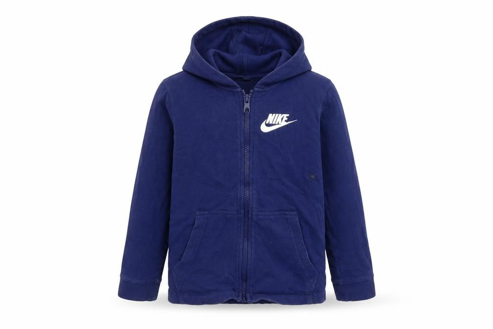 Front view of Nike boys’ blue basic jacket with hood -, size S