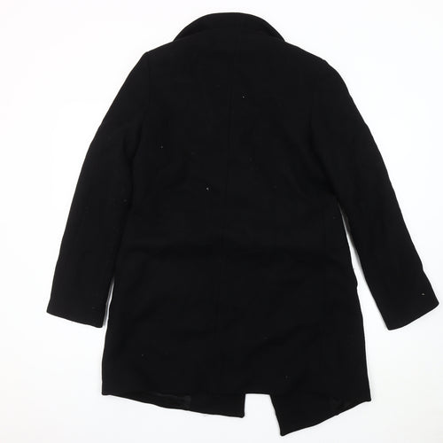 Zara Women's Black Wool Blend Belted Overcoat XS
