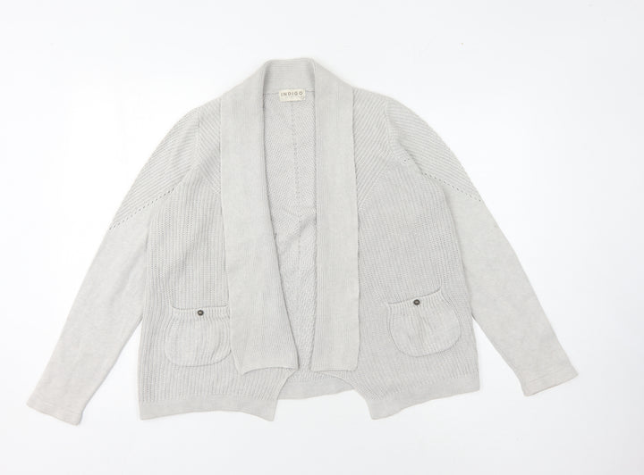 Marks and Spencer Women's Grey Knit Open Front Cardigan, Size 12