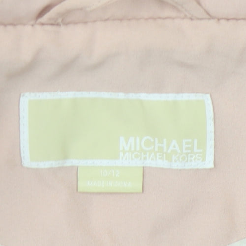 Michael Kors Girls Pink Mid-Length Hooded Coat Size 10 Years