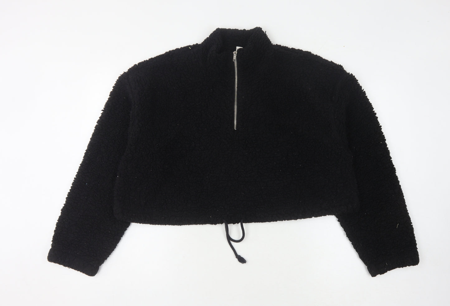 Topshop Women's Black Fleece Pullover - Size 14