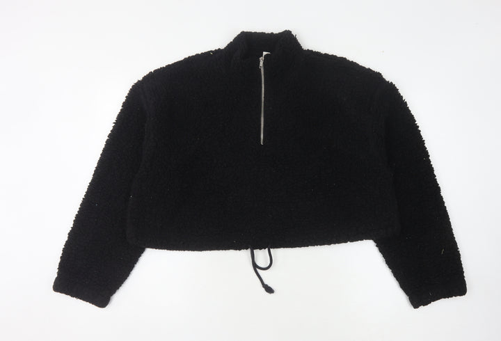 Topshop Women's Black Fleece Pullover - Size 14