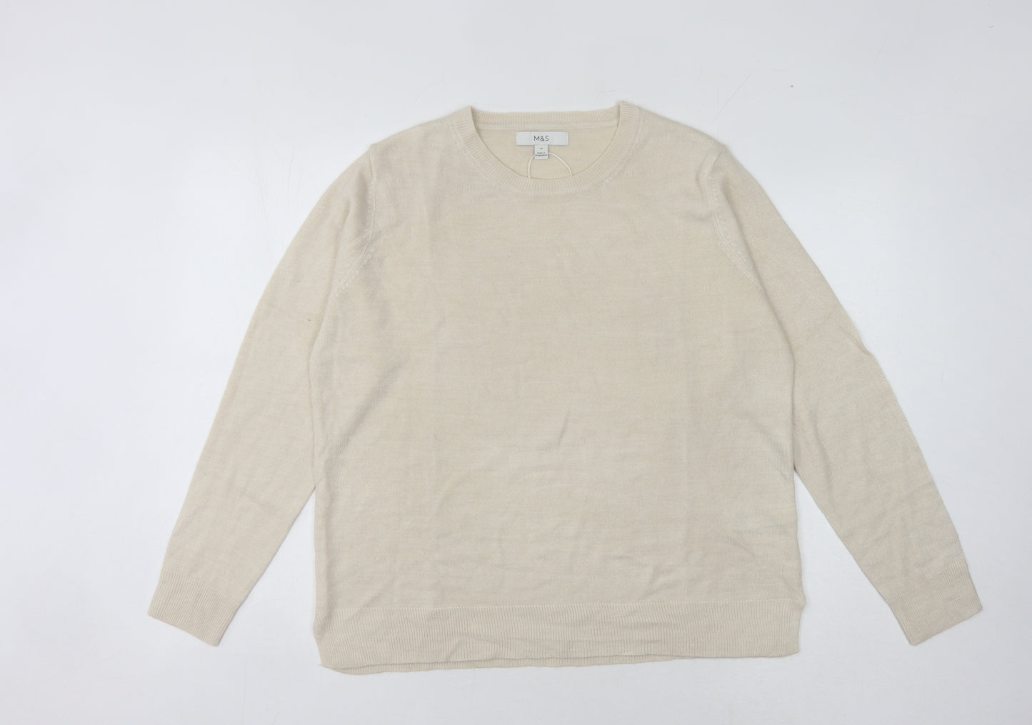 Marks & Spencer Women's Beige Pullover Jumper Size 14