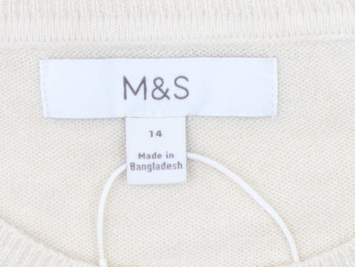 Marks & Spencer Women's Beige Pullover Jumper Size 14