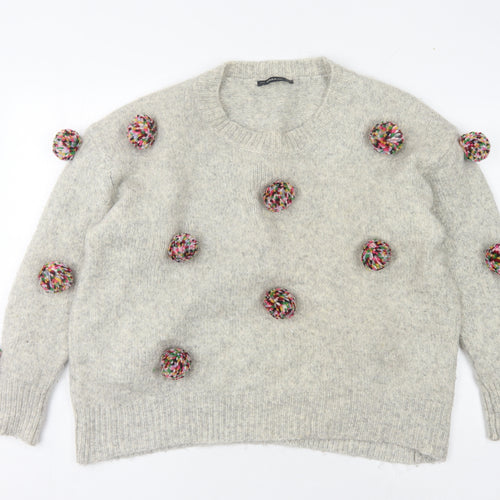 Zara Women's Grey Knit Pullover Sweater, Size M