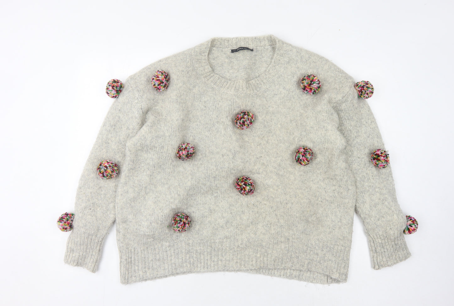 Zara Women's Grey Knit Pullover Sweater, Size M