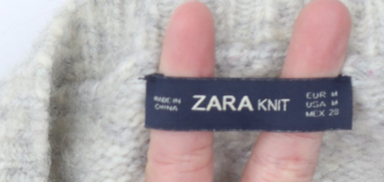 Zara Women's Grey Knit Pullover Sweater, Size M