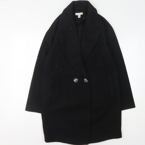 Topshop Women's Black Overcoat Size 8 Elegant Classic