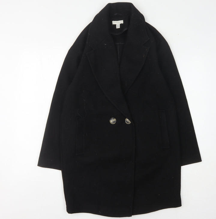 Topshop Women's Black Overcoat Size 8 Elegant Classic