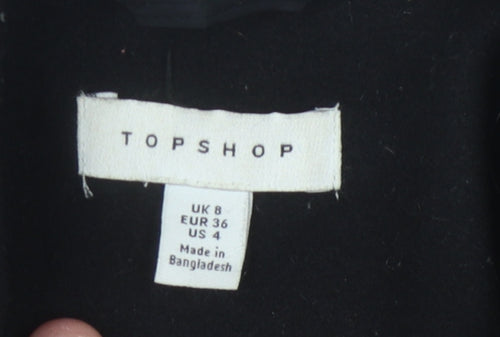 Topshop Women's Black Overcoat Size 8 Elegant Classic