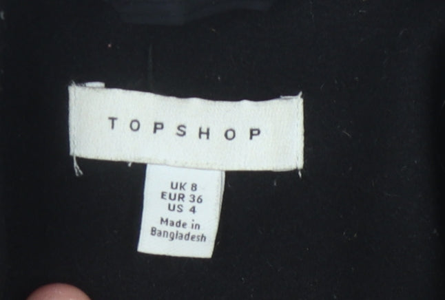 Topshop Women's Black Overcoat Size 8 Elegant Classic
