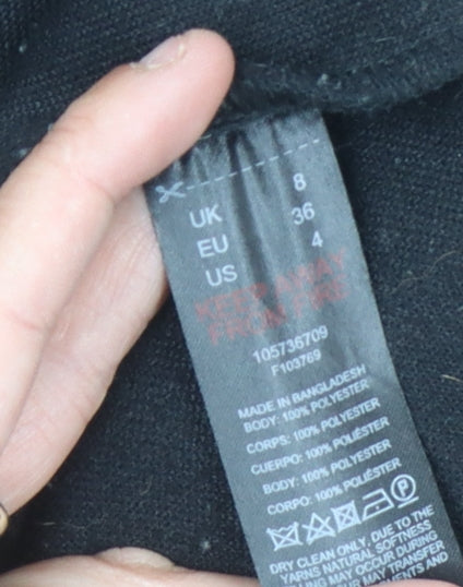 Topshop Women's Black Overcoat Size 8 Elegant Classic